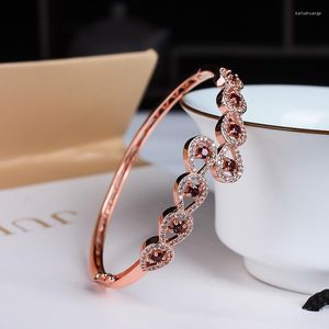 Bracelet Femme Couleur Trésor Bracelet Or Rose Cuivre Incrusté Vin Rouge Grenat