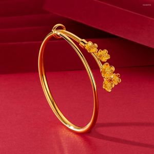 Bangle -vrouwen passen de nationale trendy bloemarmband vast 18K geel goud gevulde klassieke dame mooi feest geschenk dia 58 mm