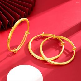 Bracelet femmes Bracelet ajuster la taille Simple classique réel 18k couleur or solide fête de mariage bijoux cadeau Dia 60mm