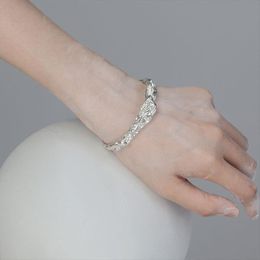 Brazalete para mujer, pulsera con personalidad Simple, lámina de estaño, joyería de plata de ley 925, fila única, accesorios finos de lujo para mujer, pulseras