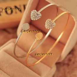 Brazalete Mujer Moda Brazalete Estilo Aleación Oro y plata Color Rhinestone Amor Corazón Brazalete Pulsera Joyería 2024 Diseñador Joyería de lujo Alta calidad