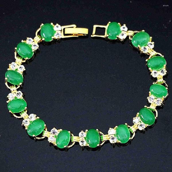 Bracelet Femmes Mode Bracelet Ovale Coeur Vert Jades Calcédoine Cristal Bijoux Pour La Fête De Mariage Bracelets Féminins Bracelets En Gros