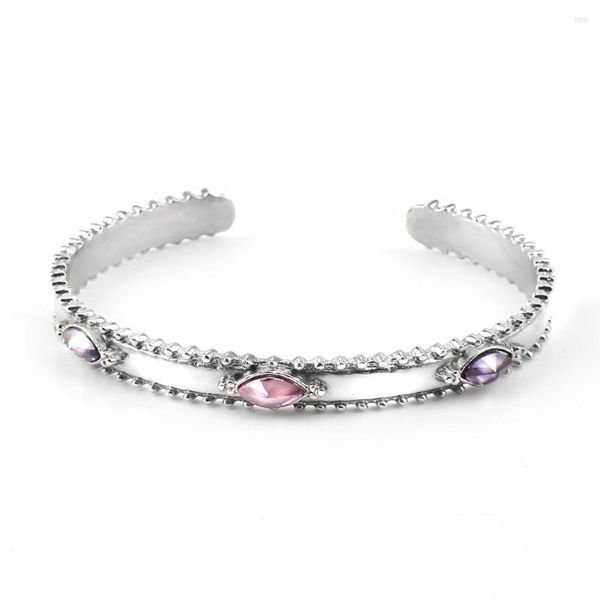 Bracelet Femmes Bijoux Argent Plaqué Ouvert Manchette Bracelets En Acier Inoxydable Incrusté Cristal Gear Bracelets Pour Femme Cadeau De Mariage