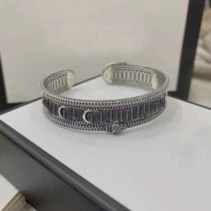 Bangle dames mannen silve armband manchet designer roestvrij staal vintage merk dubbele letterpatroon s sieraden hoge kwaliteit