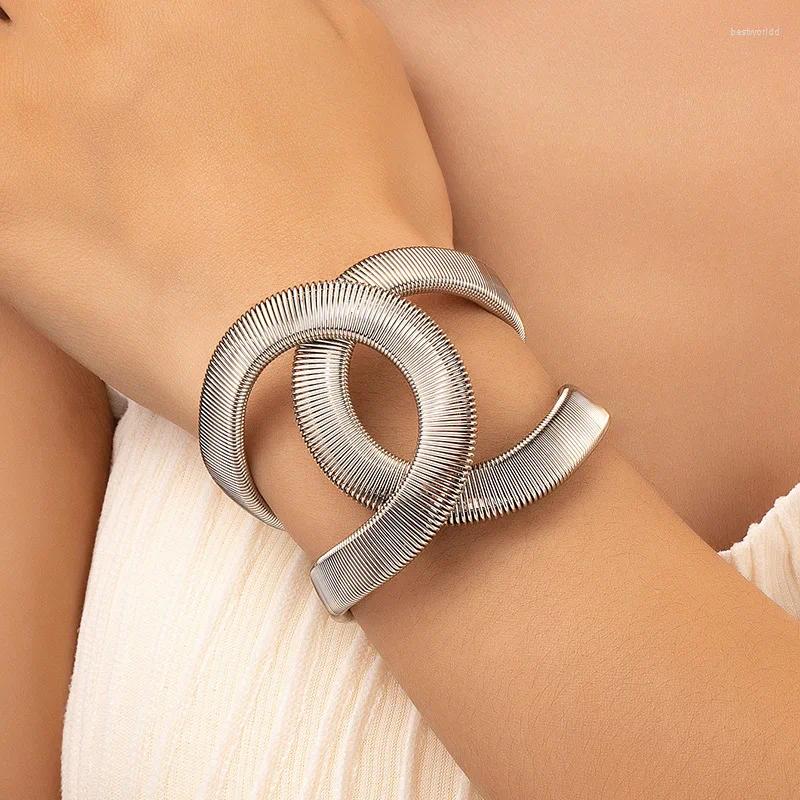 Bangle Women Punk Retro Exaggerated Design Sense Big Spring Bracelet Cold Wind Metal Temperament Open Jewelry