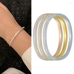 Bangle Dames Armband Vier Rij Steen Kristal Armbanden Sieraden Luxe Bruids Meisjes Geel Armbanden Staal Kostuum Accessoires