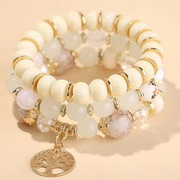 Bracelet extensible pour femme, bijoux multicouches, couleurs mélangées, cristal de yoga, agate, pierres précieuses naturelles patinées, chaîne de perles, cadeau pour ami