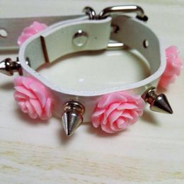 Bangle vrouwen sexy punk lederen armband mode lolita harajuku handgemaakte rock klinknagels spikes schoonheid bloem polsbelt