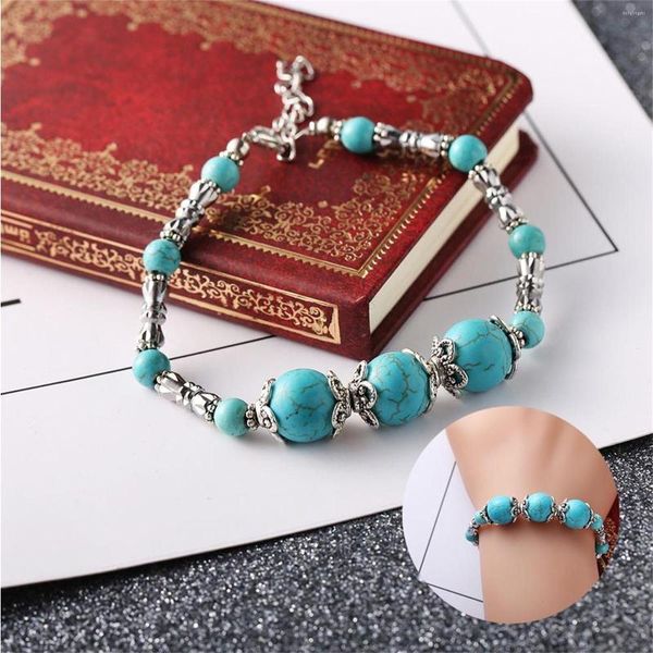 Bangle Womens Bracelets Fashion Luxury Turquoise Bracelet Women's Handmade Beaded Retro Jewelry Gifts