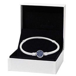 Bracelet Femme Classique 925 Bracelets En Argent Sterling Fit Pandora Perles Charms Bleu Boucle Top Qualité Serpent Os Chaîne Bracelet De Luxe Des344g
