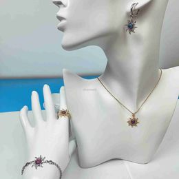 Bangle Damesmode dopamine sieraden set opaal ketting met micro-geharde zirkonia stervormige hanger 240319