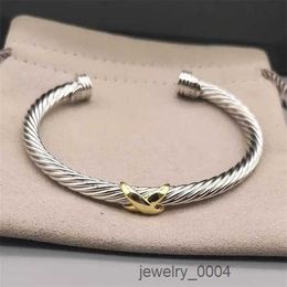 Brazalete para mujer amistad amor diseñador pulsera brazalete regalo plata 18k oro X anzuelo canal configuración joyería de plata esterlina mujer cable pulseras bijoux DRWO