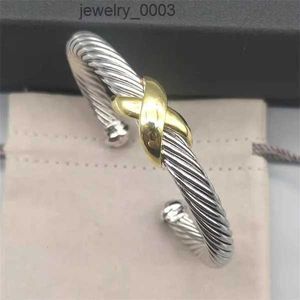 Bangle dames vriendschap liefde designer armband manchet cadeau zilver 18k goud X vis haak kanaalinstelling Sterling zilveren sieraden vrouw kabel armbanden bijoux 9FNT