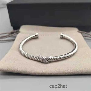 Brazalete para mujer amistad amor diseñador pulsera brazalete regalo plata 18k oro X anzuelo canal configuración joyería de plata esterlina mujer cable pulseras bijoux 6UC6