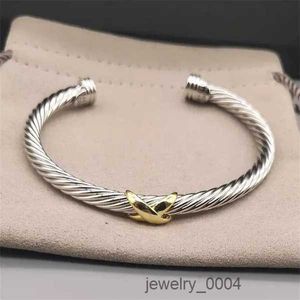 Bangle dames vriendschap liefde designer armband manchet cadeau zilver 18k goud X vis haak kanaalinstelling Sterling zilveren sieraden vrouw kabel armbanden bijoux DRWO