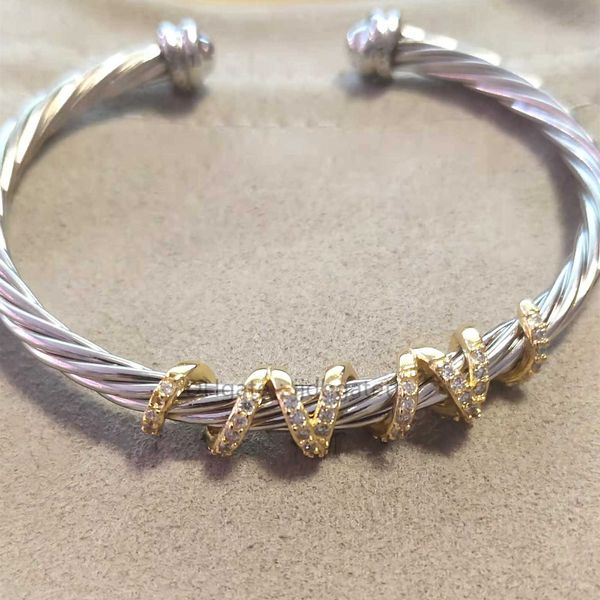 Brazalete amistad amistad amor pulsera de diseñador regalo plateado 18 km oro x canal de gancho de pescado Joya de plata esterlina Joya mujer Cabl 1777