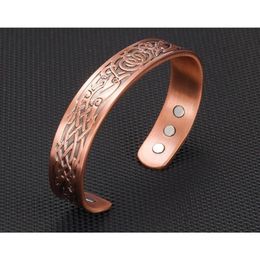 Bracelet Femmes Hommes Chic Bracelet Nordique Couleur Cuivre Pur Magnétique Guérison Bracelet-Soulagement De L'arthrite Costume Bijoux Fournitures2221