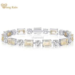 Bangle Wong Regen 100% 925 Zilveren Ronde Emerald Cut Gesimuleerde Moissanite Steen Vrouwen Armbanden Fijne Sieraden Groothandel 240319