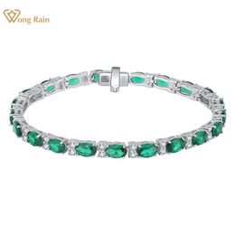 Bracelet Wong Rain 100% 925 argent sterling émeraude rubis saphir diamants à haute teneur en carbone bracelet de pierres précieuses bracelet bijoux fins en gros 231115