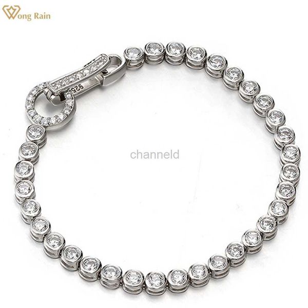 Bangle Wong Rain 100% 925 Sterling Silver créé Moissanite Gemstone Party Fashion Ladies Chain Bangle Fine Jewelry Wholesale 240319