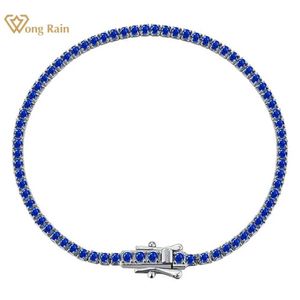 Bangle Wong Rain 925 Pure Silver Laboratory Sapphire Jade Ruby High Carbon Diamond Gemstone Tennis Chain Chain Bijoux Exquis Q240506