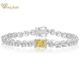 Bracelet Wong Rain 925 Sterling Argent 6 * 8MM Glace Pilée Coupe Citrine Blanc Saphir Pierre Femmes Bracelets Bijoux Anniversaire Cadeau 240319