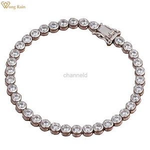 Bracelet Wong Rain 925 diamants en argent sterling bracelet complet en pierre à haute teneur en carbone avec bracelet en diamants pour femmes bijoux cadeau pour Noël 240319
