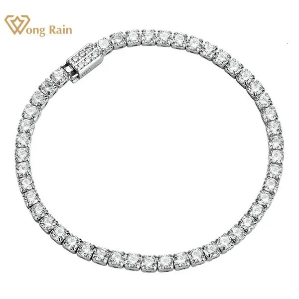 Brazalete Wong Rain 925 Plata de ley Laboratorio Zafiro Diamantes con alto contenido de carbono Piedras preciosas Boda Tenis Pulsera Brazalete Joyería fina al por mayor 231020