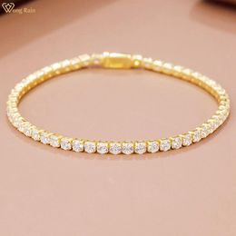 Bangle Wong Rain Simple 100% 925 argent sterling créé Moisanite Gemstone Wedding Party Femme bracelet bracelet fin bijoux en gros