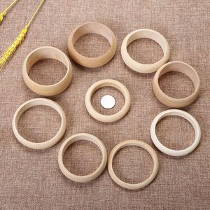 Bracelets en bois, 6 pièces, 2.68 pouces, anneau rond en bois naturel inachevé pour projet d'artisanat d'art, fabrication de bijoux à faire soi-même