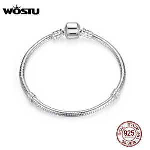 Bangle Wostu Echte 100% 925 Sterling Silver Original Bracelet Bangle Snake Chain For Women Wedding Hight Quality Sieraden 1720 cm