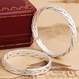 Bracelet tissé Bracelets en argent Modèles de couple féminin Une paire de bracelets entrelacés d'amour ouvert faits à la main Accessoires de bijoux pour hommes Melv22