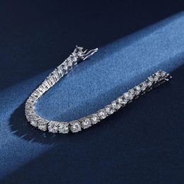 Bracelet WPB Tennis Bracelet réel S925 en argent Sterling Bracelet carré rond diamant 3mm5mm tempérament dames bijoux de luxe vacances 231018