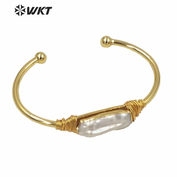 Bracelet WT B489 WKT fil de perle naturel enveloppé lunette en or bracelet irrégulier femmes mode charme bijoux cadeau 230831