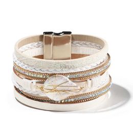 Bracelet enveloppe en cuir multicouche Wybu avec fermoir magnétique Bracelet Bracelet Bracelet Bijoux pour femmes Girl 24411