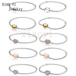 Bangle Xiaoyi 100% S925 2020 Nieuw hoogwaardige zirkon klassiek hart Een verscheidenheid aan koperen buisslangbeenbase groothandel armband vrouw