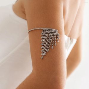 Bracelet Y2K long brillant strass glands haut bras bracelet pour femmes à la mode mariage ouvert manchette bracelets 2023 bijoux de mode