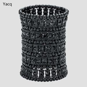 Bangle YACQ Multilayer Stretch Manchet Armband Vrouwen Kristal Bruiloft Bruids Mode-sieraden Cadeaus voor Haar Vrouw B13 Groothandel Dropshipping