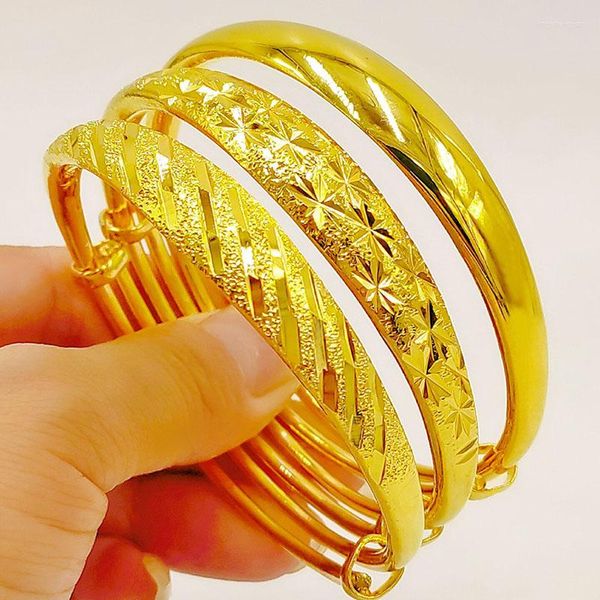 Brazalete de oro amarillo GP para mujer, brazalete ancho de estrella, pulsera, pulsera para mujer, joyería Vintage, regalos de aniversario