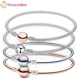 Bangle yexcodes staaldraad weven charmelarmband voor vrouwen passen originele doe -het -zelf kralen fijne armband sieraden 24411