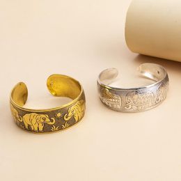 Bangle yeyulin gouden kleur verzilverde antieke bronzen metalen olifant open voor vrouwen vintage gesneden manchet brede armband sieraden