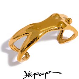 Armreif Yhpup 63 mm Edelstahl Figur Körper Manschette 316L Armband Armreif Schwermetall Wasserdicht 18 Karat Gold Farbe Unisex Schmuck Männer Frauen 230616