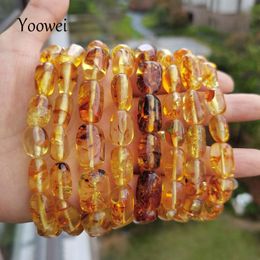 Bracelet Amber Bangle Yoowei 10G pour les femmes uniques Nouvelles plants de fleurs authentiques Perles ovales de bijoux d'usine