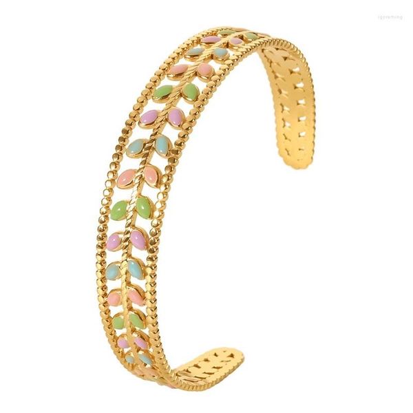 Bangle Youthway Abierto de acero inoxidable para mujeres Summer Verde Metal Golden Charm Gold Water Treatry Gift 2022