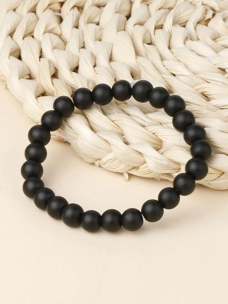 Brazalete YUOKIAA Vintage Clásico Natural Mate Negro Ágata Pulsera Con Cuentas Meditación Espiritual Yoga Terapia Joyería