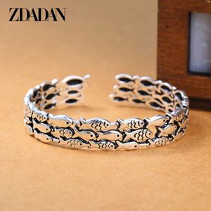 Bangle Zdadan 925 Silver Silver mignon Fish Open Open et bracelet Mens Fashion Jewelry Gift Q240506
