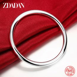 Bangle ZDADAN 925 Sterling Zilveren Ronde Gladde Manchet Armband Armbanden Voor Vrouwen Mode-sieraden Huwelijksgeschenken 230802