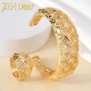 Bangle Zeadear Sieraden Dubai Gold Color Ring 2 PCS 18K PLATED KOPER OPEN VOOR Wedding Geschenken Ethiopisch