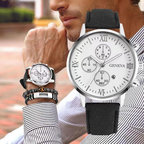 Bangle ZG Reloj de cuarzo informal para hombre con calendario 2023 Llegada Business Set Ginebra Fake Three Eye Design