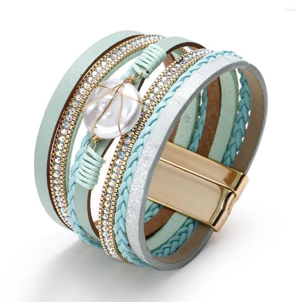 Bracelet ZG vente produit Bracelet tissé coquille naturelle perle personnalité bracelets en cuir fait main pour les femmes